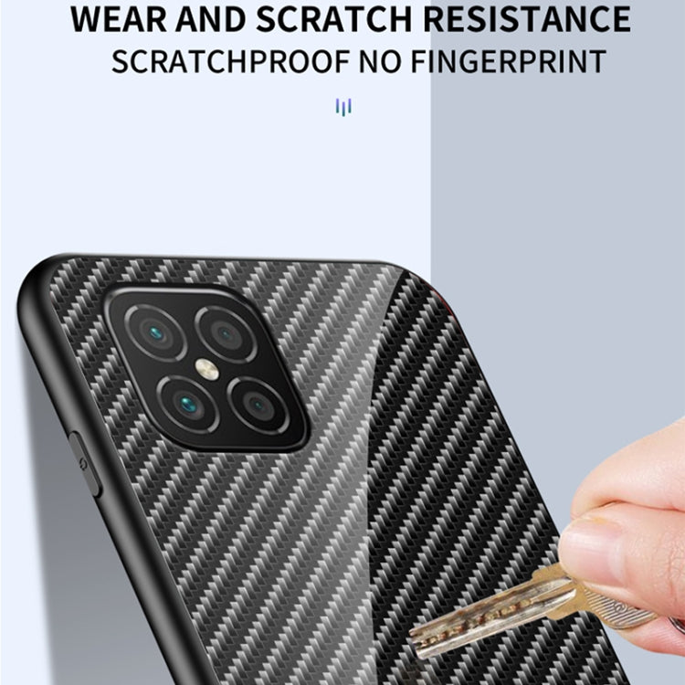 For Huawei nova 8 SE Gradient Carbon Fiber Texture TPU Border Tempered Glass Case