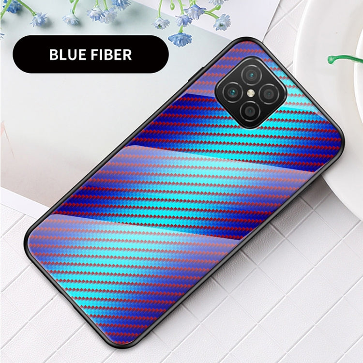 For Huawei nova 8 SE Gradient Carbon Fiber Texture TPU Border Tempered Glass Case
