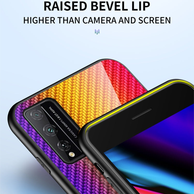 For Honor Play 4T Pro Gradient Carbon Fiber Texture TPU Border Tempered Glass Case