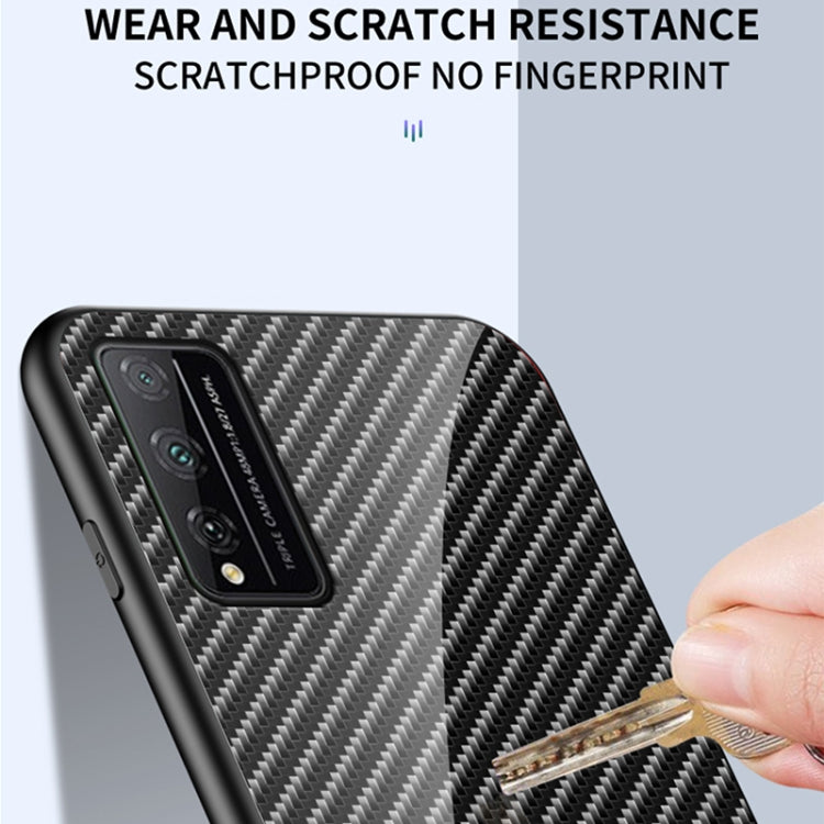 For Honor Play 4T Pro Gradient Carbon Fiber Texture TPU Border Tempered Glass Case