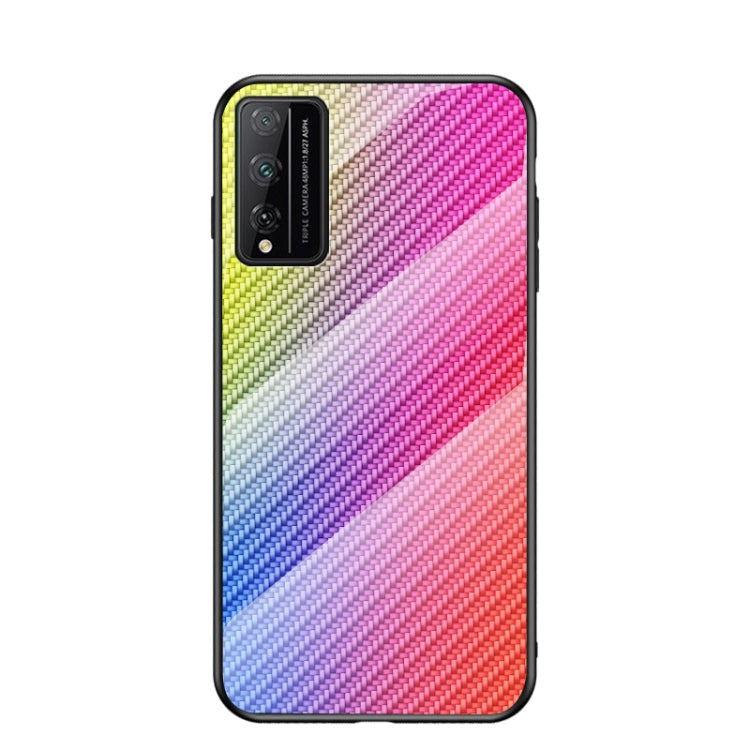 For Honor Play 4T Pro Gradient Carbon Fiber Texture TPU Border Tempered Glass Case