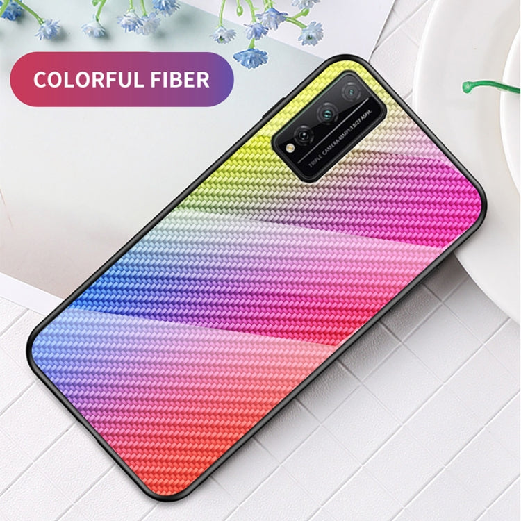 For Honor Play 4T Pro Gradient Carbon Fiber Texture TPU Border Tempered Glass Case