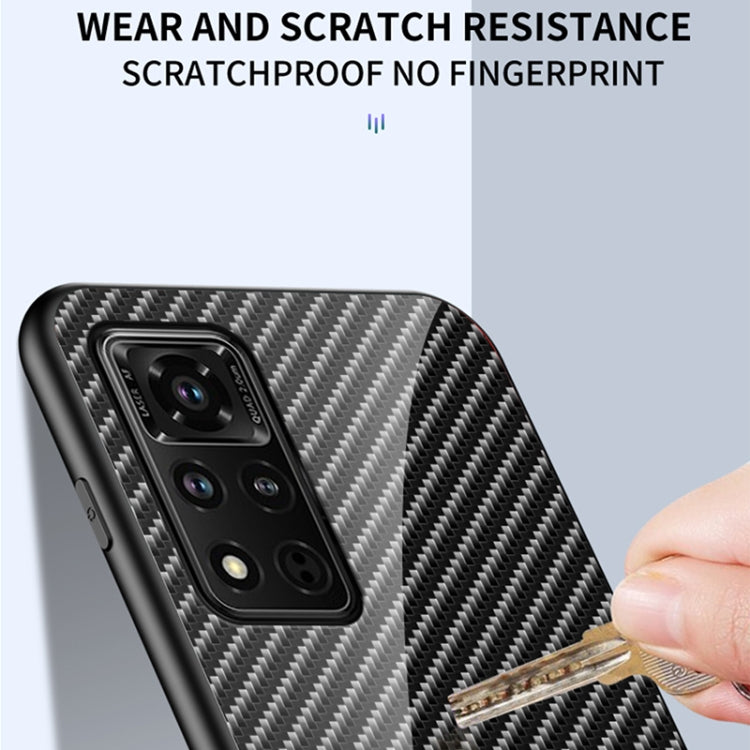 For Honor V40 5G Gradient Carbon Fiber Texture TPU Border Tempered Glass Case