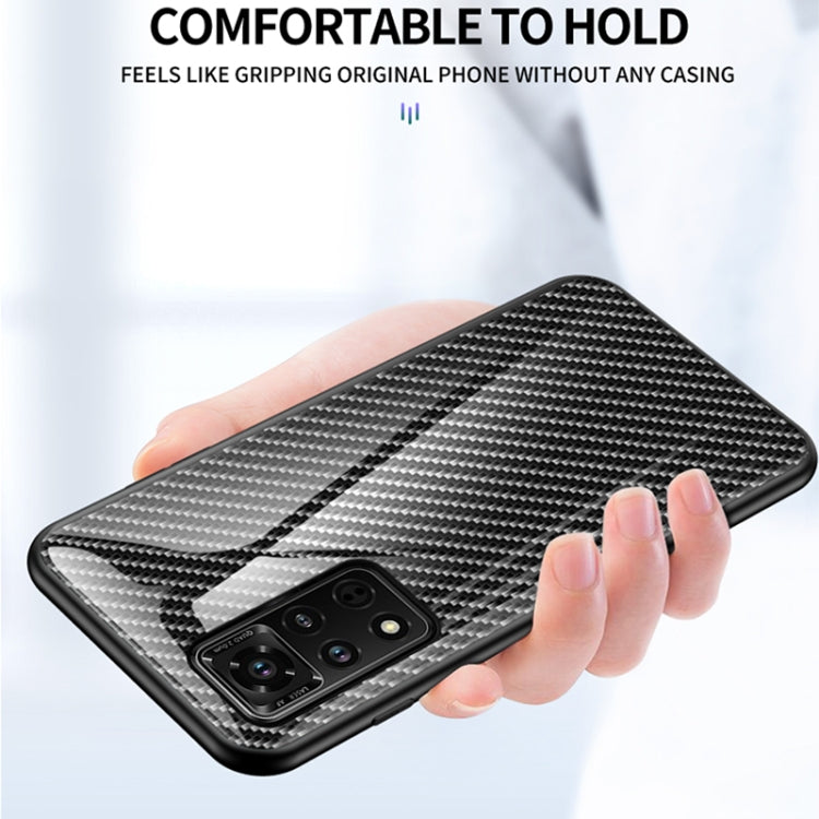 For Honor V40 5G Gradient Carbon Fiber Texture TPU Border Tempered Glass Case