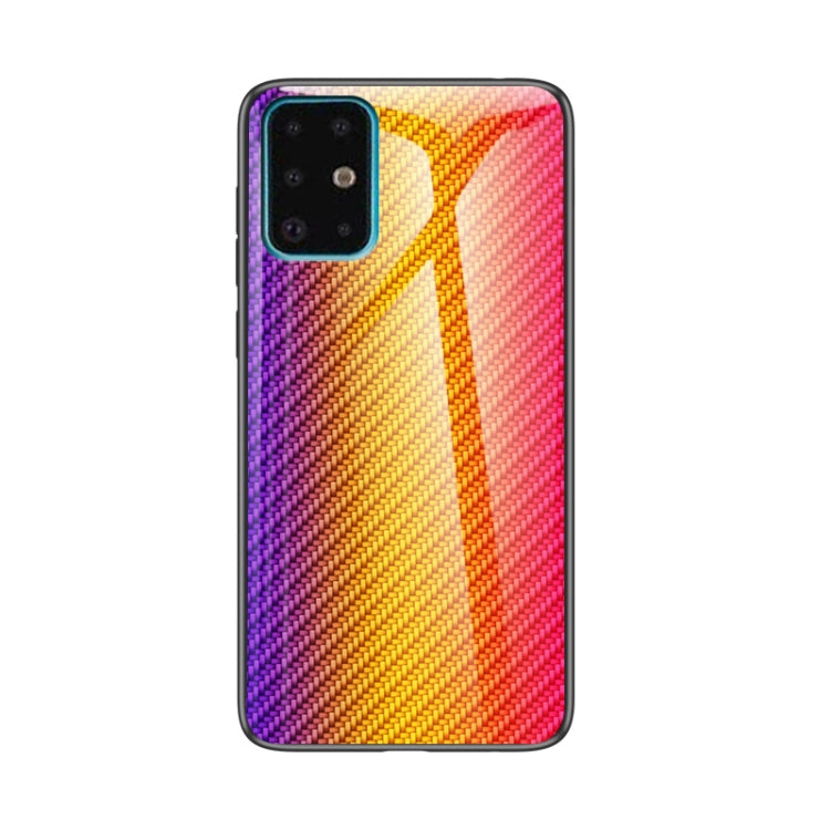 For Samsung Galaxy S21+ 5G Gradient Carbon Fiber Texture TPU Border Tempered Glass Case