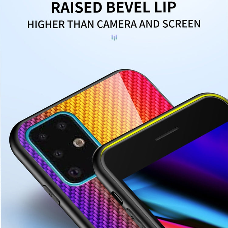 For Samsung Galaxy S21+ 5G Gradient Carbon Fiber Texture TPU Border Tempered Glass Case