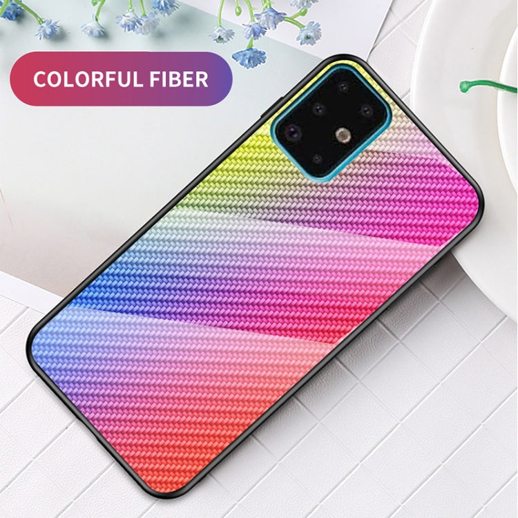For Samsung Galaxy S21+ 5G Gradient Carbon Fiber Texture TPU Border Tempered Glass Case