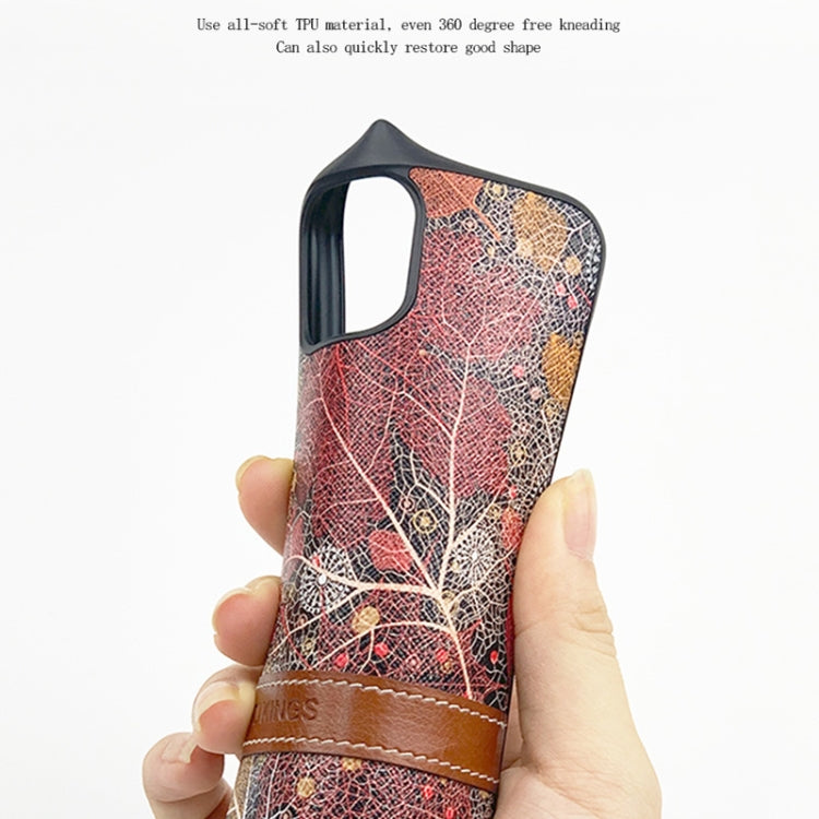 For iPhone 11 Pro TJ KINGS Late Autumn Series Shockproof TPU + Embossing PU Case