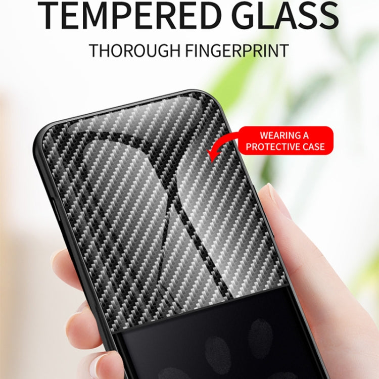 For Samsung Galaxy S20 FE Gradient Carbon Fiber Texture TPU Border Tempered Glass Case