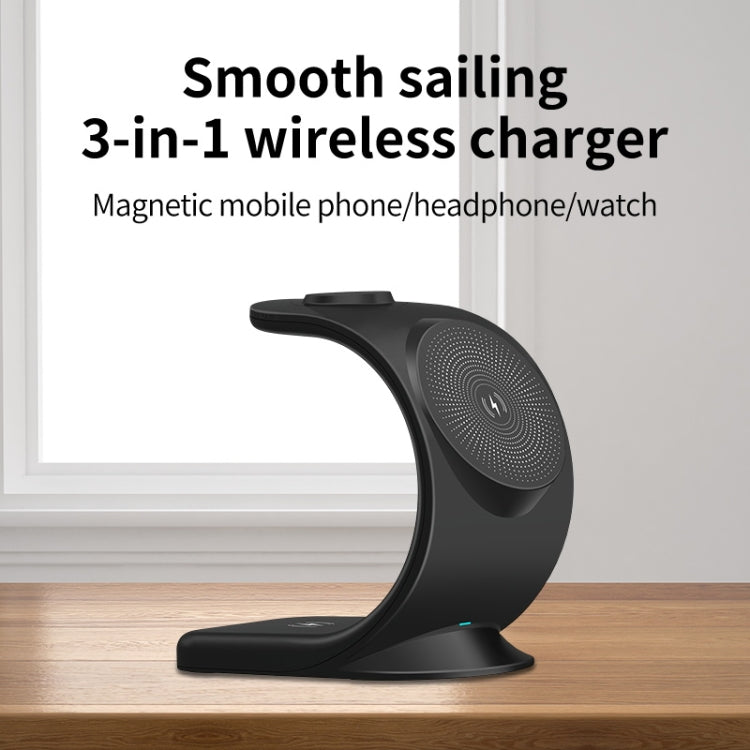 OJD-83 15W 3 in 1 Creative C-shaped Magnetic Wireless Charger for Mobile Phones / Watches / Earphones