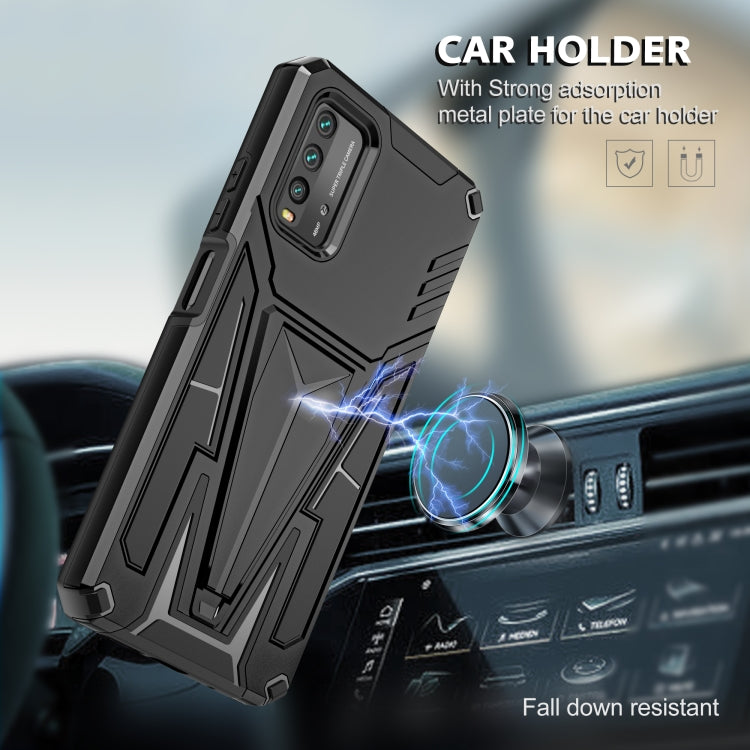 For Xiaomi Redmi Note 9 4G Super V Armor PC + TPU Shockproof Case with Invisible Holder