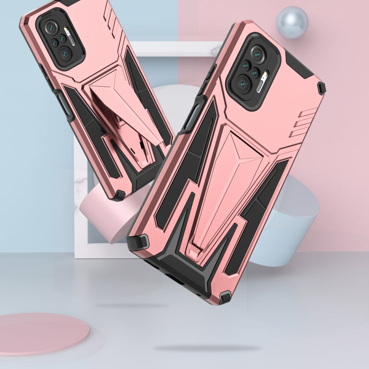 For Xiaomi Redmi Note 10 Pro Super V Armor PC + TPU Shockproof Case with Invisible Holder