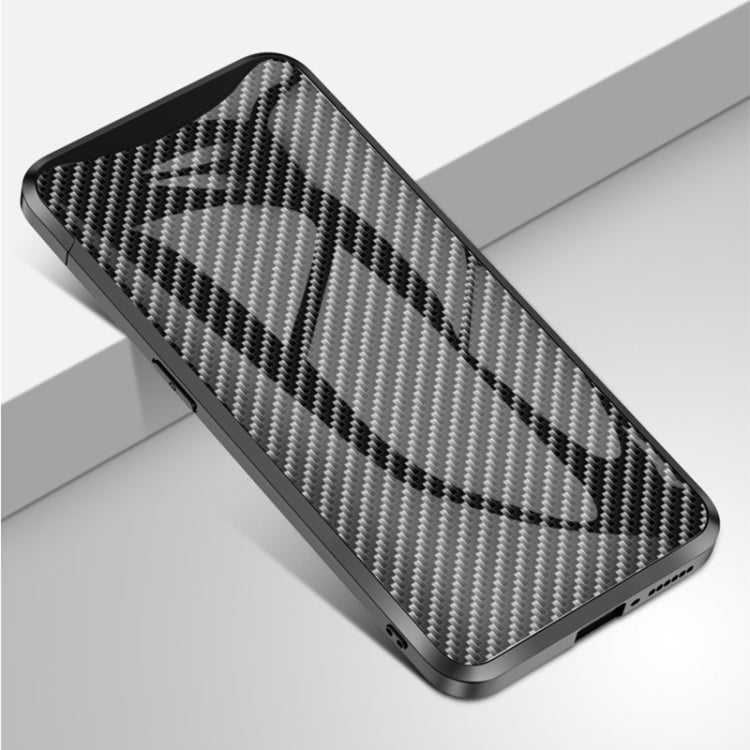 For OPPO Find X Gradient Carbon Fiber Texture TPU Border Tempered Glass Case