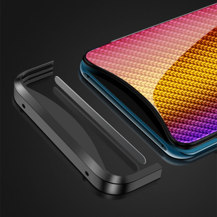 For OPPO Find X Gradient Carbon Fiber Texture TPU Border Tempered Glass Case