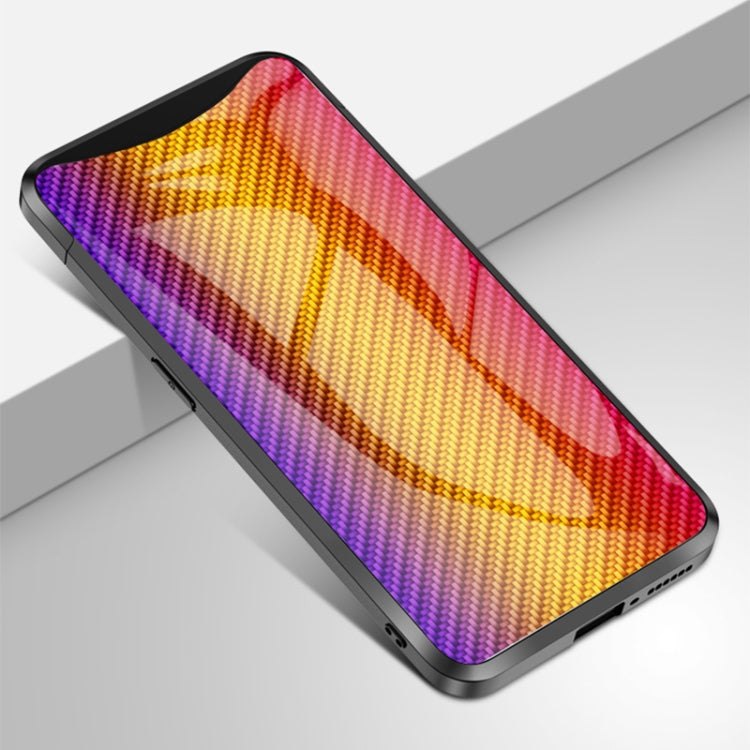 For OPPO Find X Gradient Carbon Fiber Texture TPU Border Tempered Glass Case