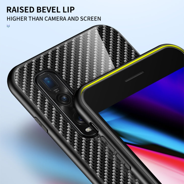 For OPPO Find X2 Pro Gradient Carbon Fiber Texture TPU Border Tempered Glass Case