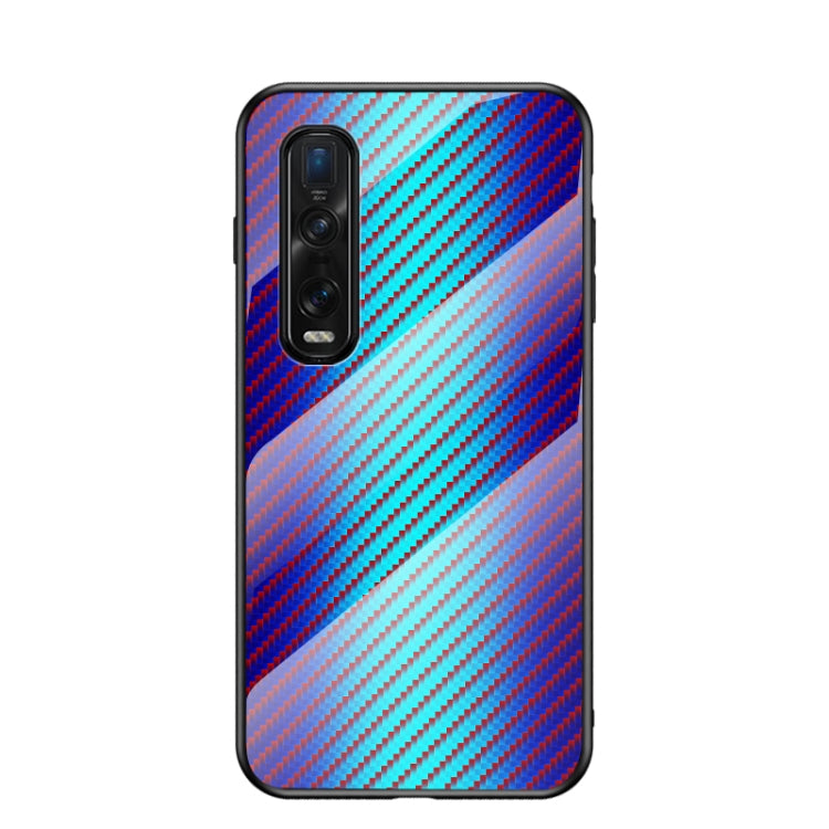 For OPPO Find X2 Pro Gradient Carbon Fiber Texture TPU Border Tempered Glass Case