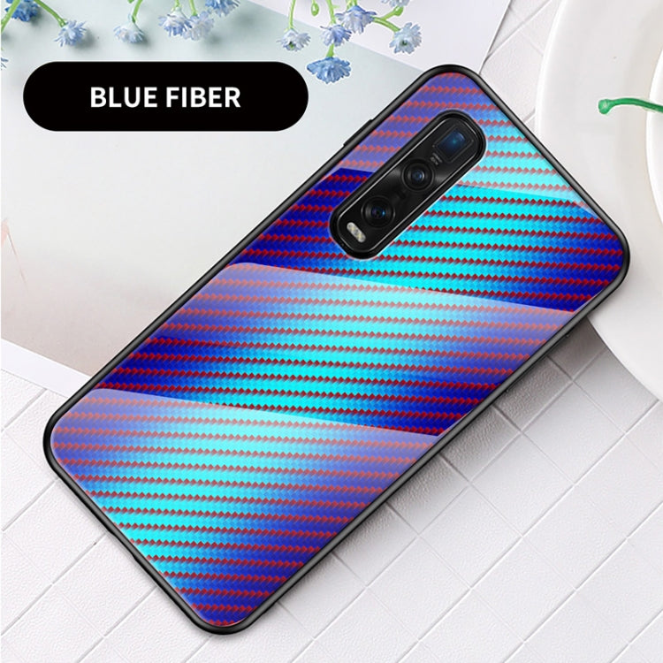 For OPPO Find X2 Pro Gradient Carbon Fiber Texture TPU Border Tempered Glass Case