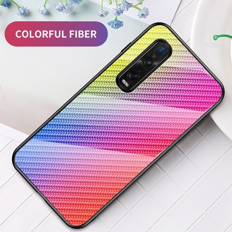 For OPPO Find X2 Pro Gradient Carbon Fiber Texture TPU Border Tempered Glass Case