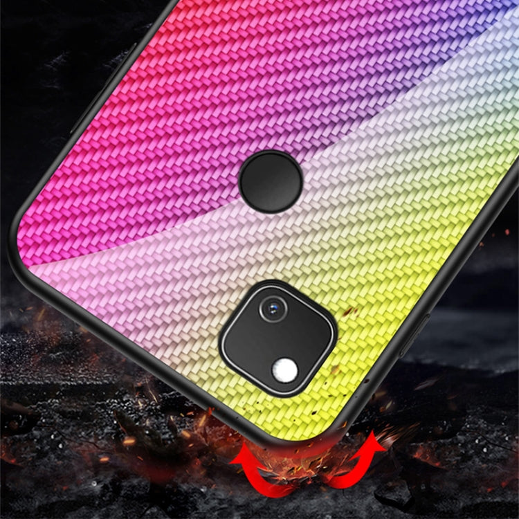 For Google Pixel 4a Gradient Carbon Fiber Texture TPU Border Tempered Glass Case