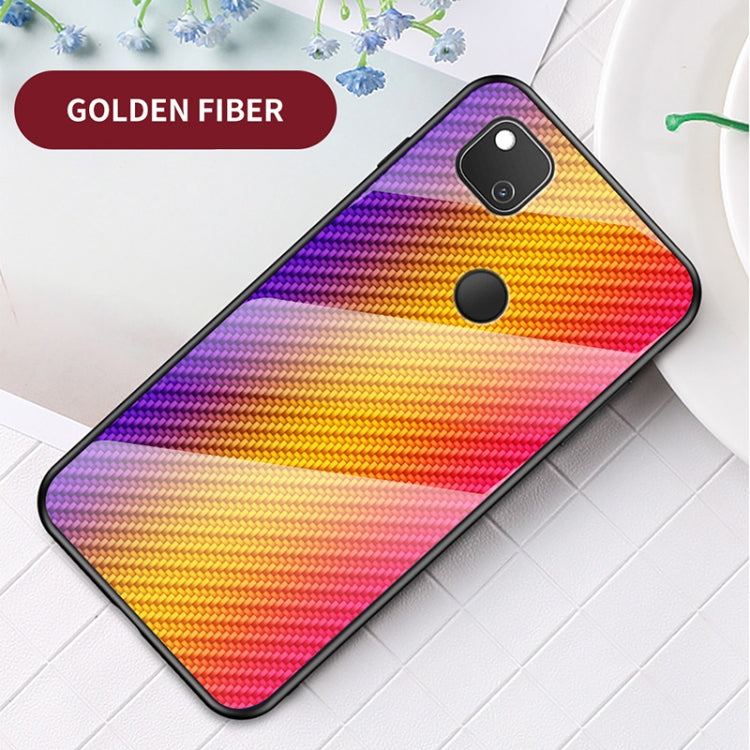 For Google Pixel 4a Gradient Carbon Fiber Texture TPU Border Tempered Glass Case