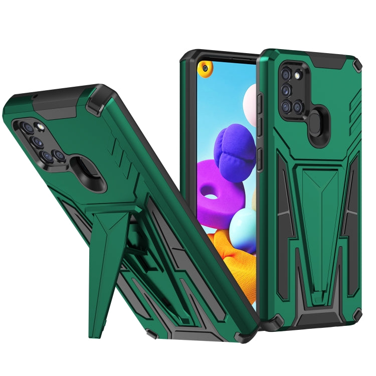 For Samsung Galaxy A21 US Version Super V Armor PC + TPU Shockproof Case with Invisible Holder