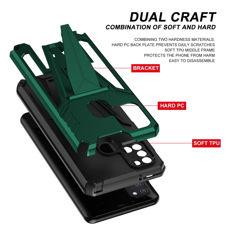 For Samsung Galaxy A21 US Version Super V Armor PC + TPU Shockproof Case with Invisible Holder