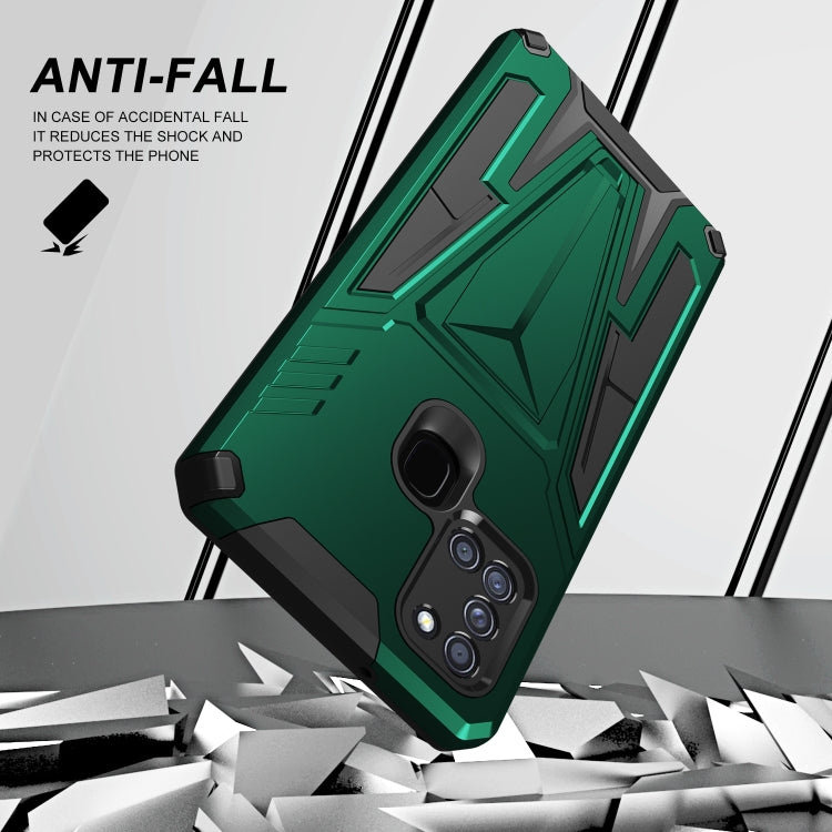 For Samsung Galaxy A21 US Version Super V Armor PC + TPU Shockproof Case with Invisible Holder
