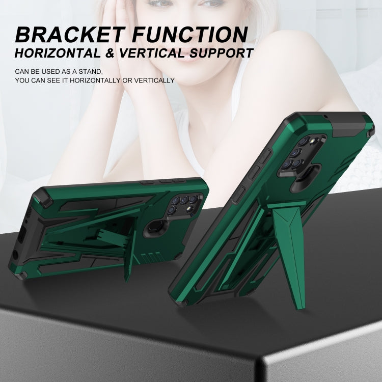 For Samsung Galaxy A21 US Version Super V Armor PC + TPU Shockproof Case with Invisible Holder