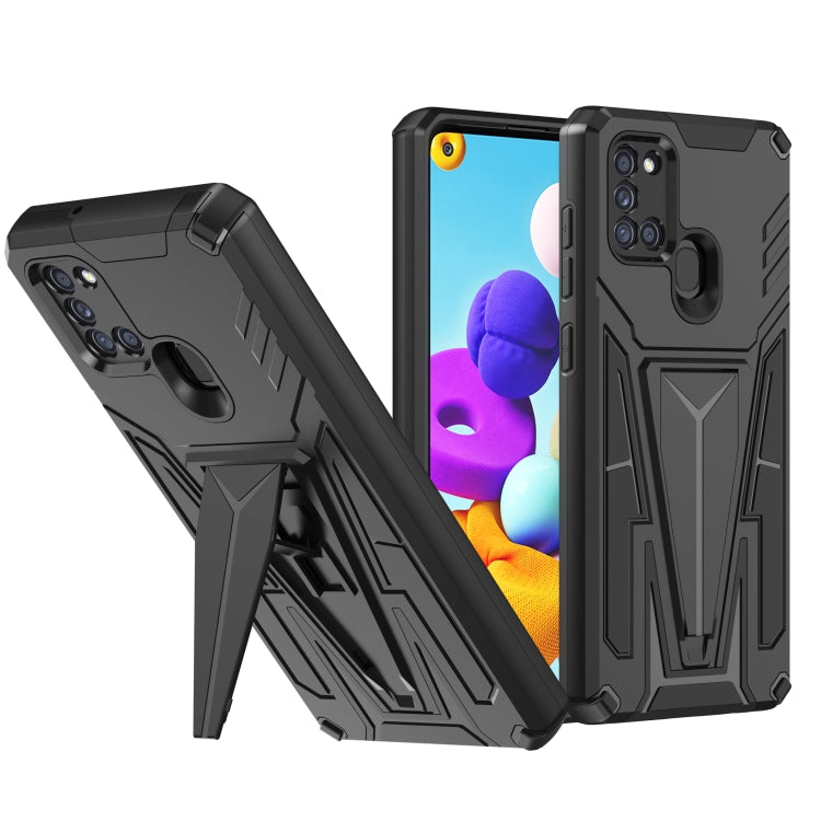For Samsung Galaxy A21 US Version Super V Armor PC + TPU Shockproof Case with Invisible Holder