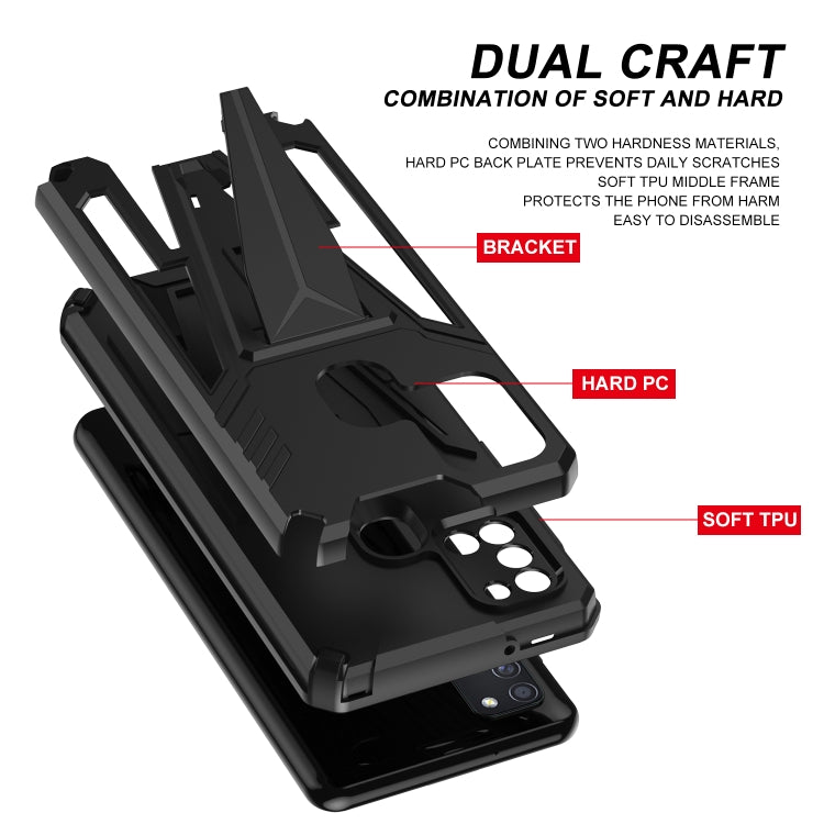 For Samsung Galaxy A21 US Version Super V Armor PC + TPU Shockproof Case with Invisible Holder