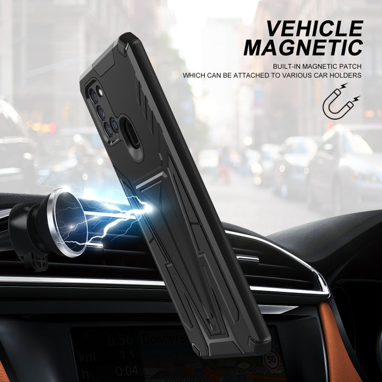 For Samsung Galaxy A21 US Version Super V Armor PC + TPU Shockproof Case with Invisible Holder