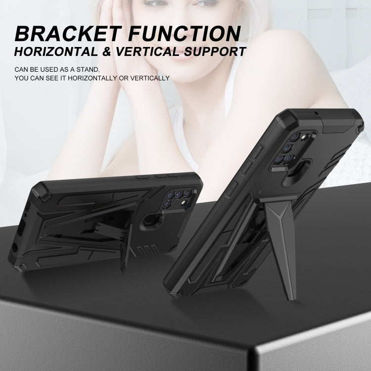 For Samsung Galaxy A21 US Version Super V Armor PC + TPU Shockproof Case with Invisible Holder