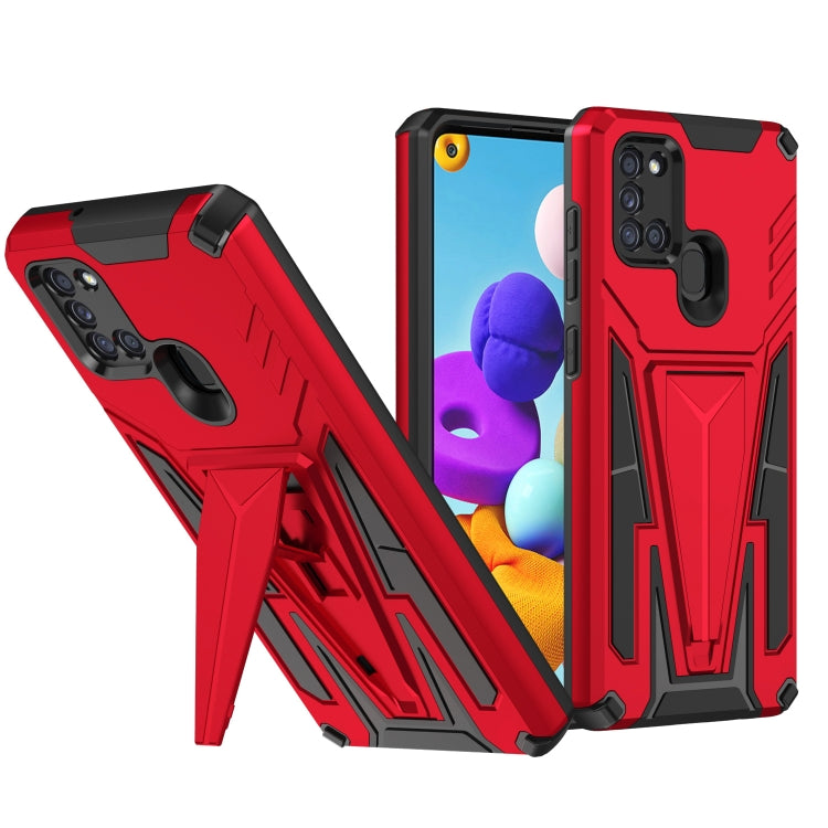 For Samsung Galaxy A21 US Version Super V Armor PC + TPU Shockproof Case with Invisible Holder