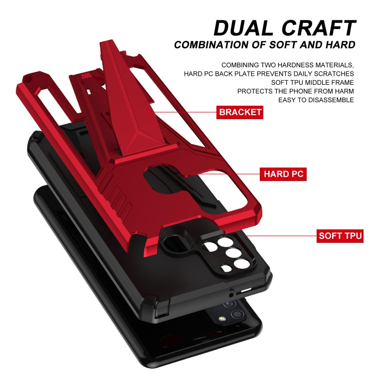 For Samsung Galaxy A21 US Version Super V Armor PC + TPU Shockproof Case with Invisible Holder