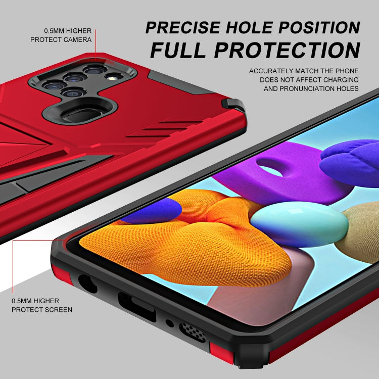For Samsung Galaxy A21 US Version Super V Armor PC + TPU Shockproof Case with Invisible Holder