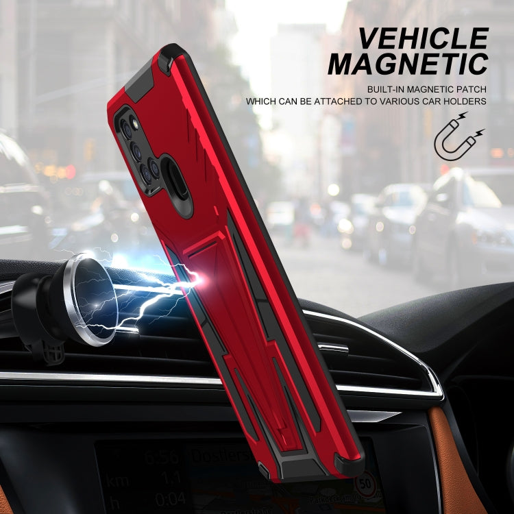 For Samsung Galaxy A21 US Version Super V Armor PC + TPU Shockproof Case with Invisible Holder