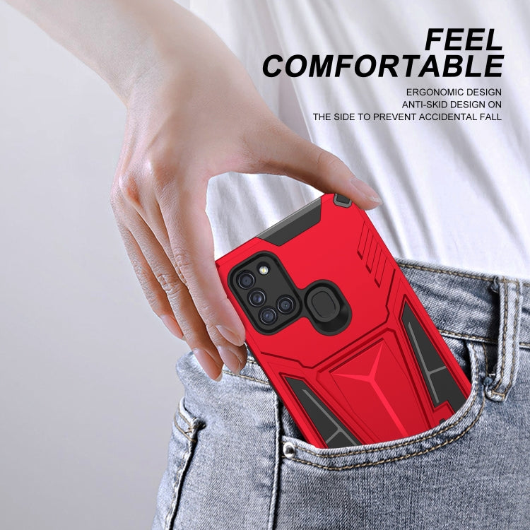 For Samsung Galaxy A21 US Version Super V Armor PC + TPU Shockproof Case with Invisible Holder