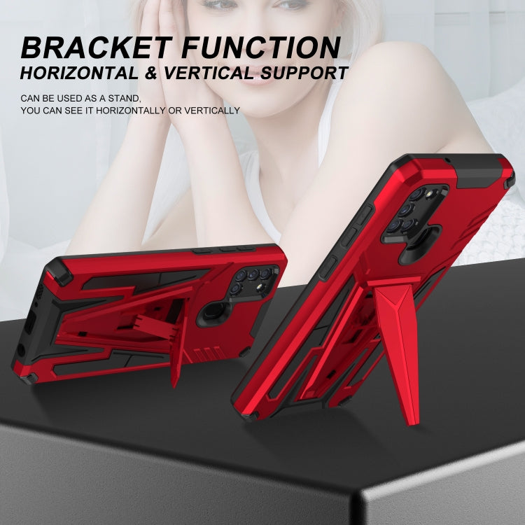 For Samsung Galaxy A21 US Version Super V Armor PC + TPU Shockproof Case with Invisible Holder