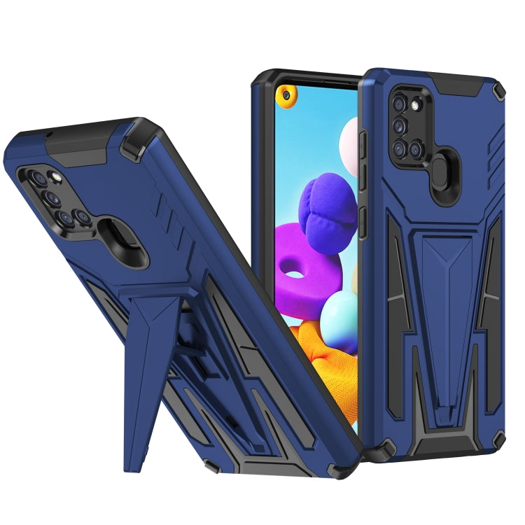 For Samsung Galaxy A21 US Version Super V Armor PC + TPU Shockproof Case with Invisible Holder