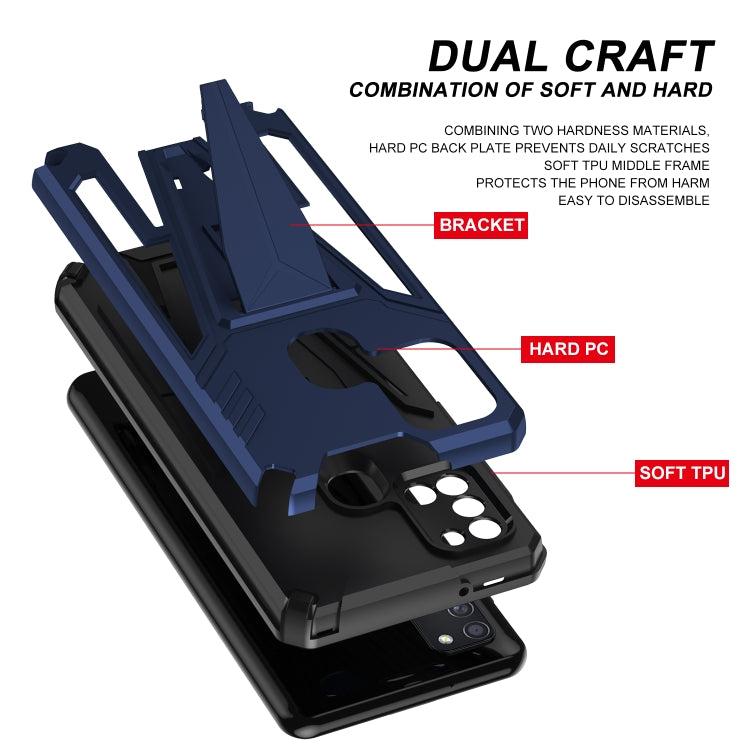 For Samsung Galaxy A21 US Version Super V Armor PC + TPU Shockproof Case with Invisible Holder