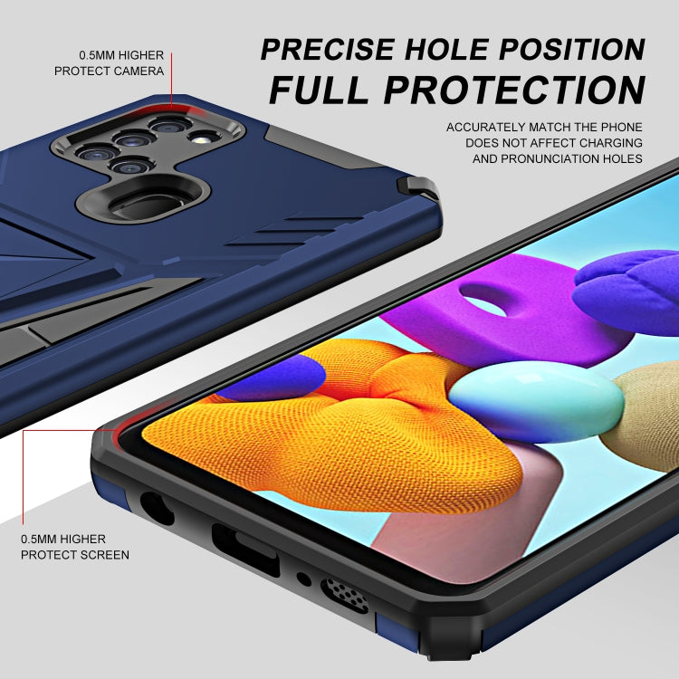 For Samsung Galaxy A21 US Version Super V Armor PC + TPU Shockproof Case with Invisible Holder