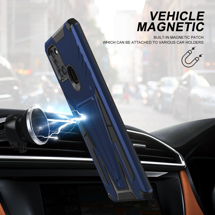 For Samsung Galaxy A21 US Version Super V Armor PC + TPU Shockproof Case with Invisible Holder