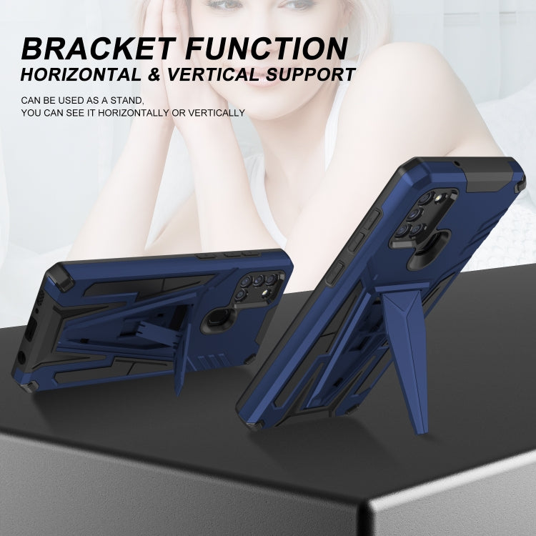 For Samsung Galaxy A21 US Version Super V Armor PC + TPU Shockproof Case with Invisible Holder