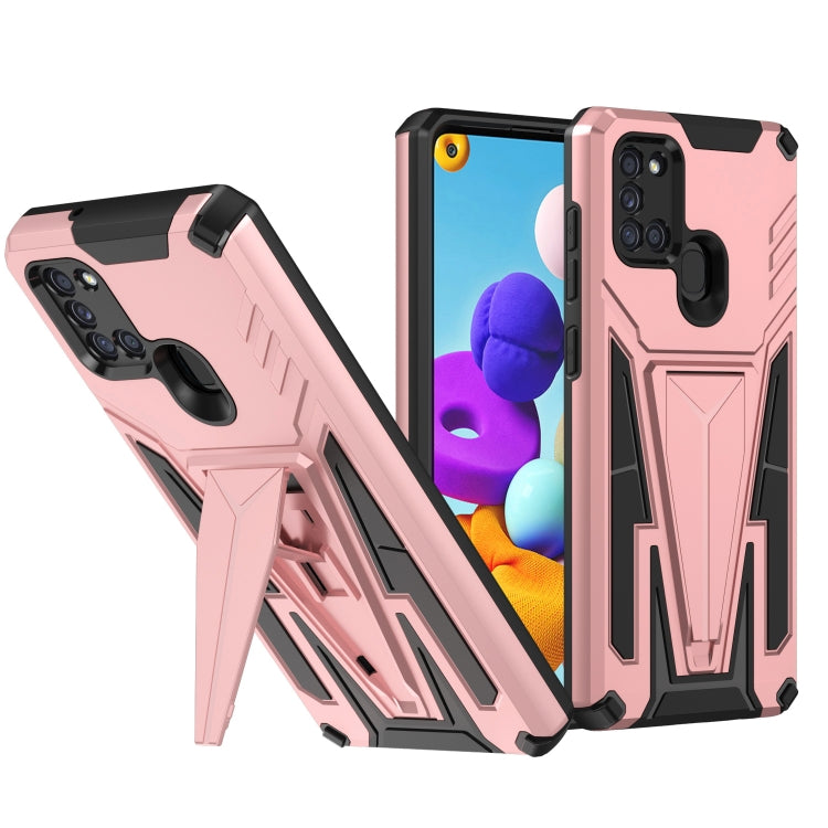 For Samsung Galaxy A21 US Version Super V Armor PC + TPU Shockproof Case with Invisible Holder