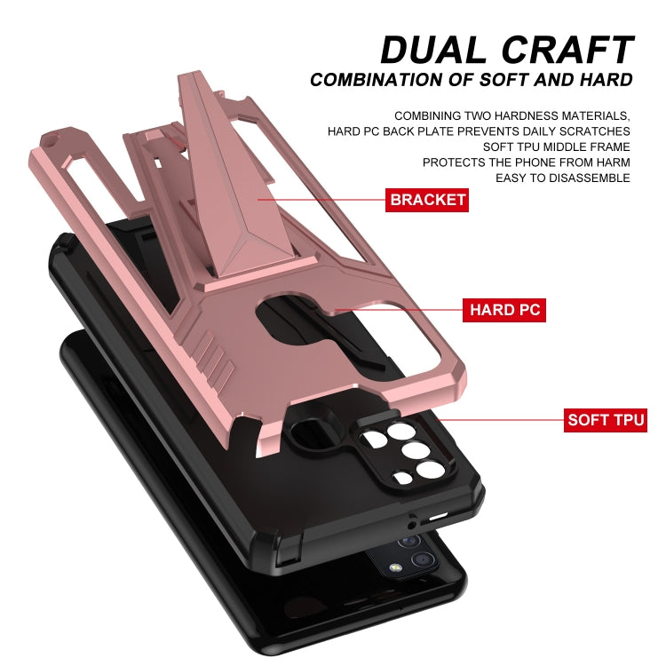 For Samsung Galaxy A21 US Version Super V Armor PC + TPU Shockproof Case with Invisible Holder