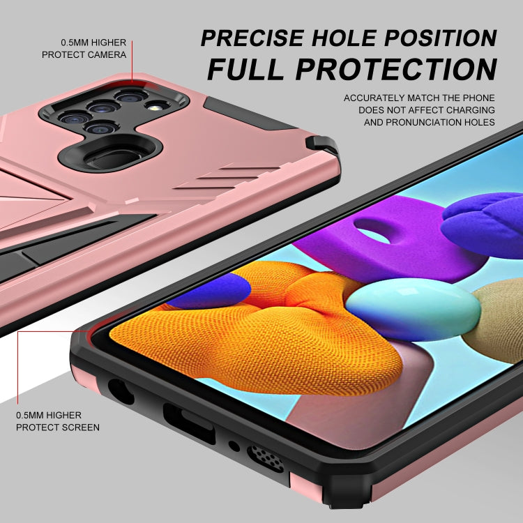 For Samsung Galaxy A21 US Version Super V Armor PC + TPU Shockproof Case with Invisible Holder