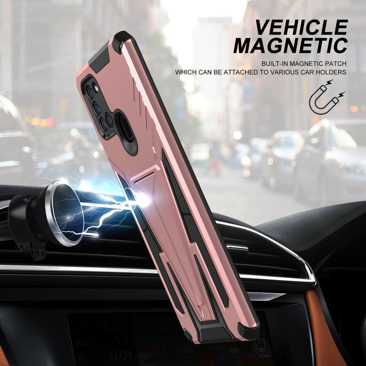 For Samsung Galaxy A21 US Version Super V Armor PC + TPU Shockproof Case with Invisible Holder