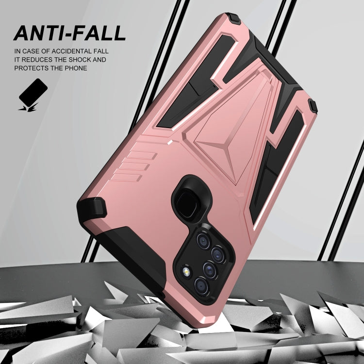 For Samsung Galaxy A21 US Version Super V Armor PC + TPU Shockproof Case with Invisible Holder
