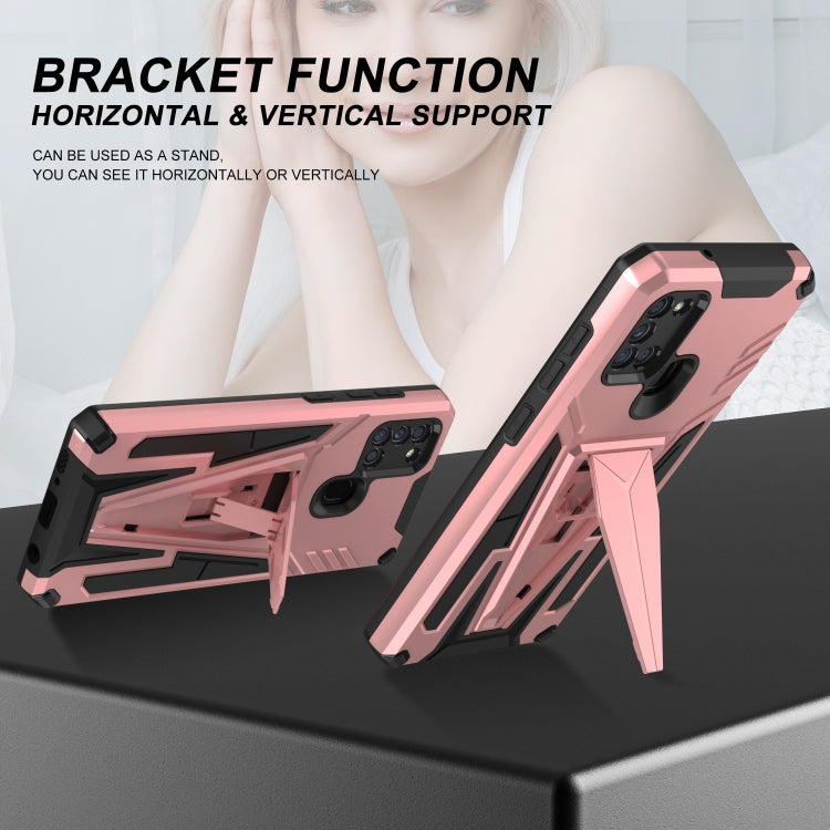For Samsung Galaxy A21 US Version Super V Armor PC + TPU Shockproof Case with Invisible Holder